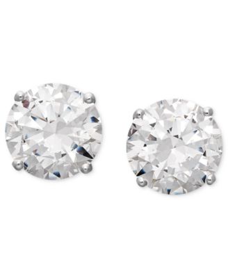 Arabella - 14k White Gold Earrings, Swarovski Zirconia Round Stud Earrings (6-5/8 ct. t.w.)