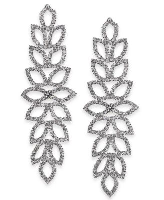 I.N.C. International Concepts - Silver-Tone Rhinestone Leaf Statement Earrings