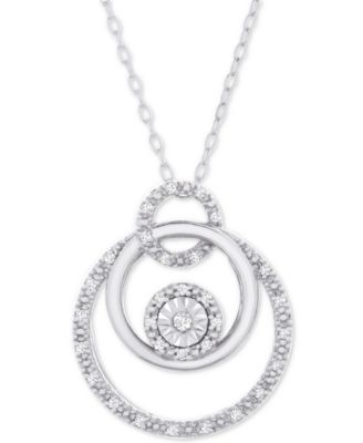 Macy's - Diamond Triple Circle 18" Pendant Necklace (1/10 ct. t.w.) in Sterling Silver
