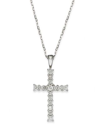 Macy's - Diamond Cross Pendant Necklace in 14k Gold (1/4 ct. t.w.)