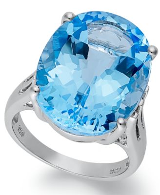 Macy's - Sterling Silver Ring, Blue Topaz Oval Ring (21-9/10 ct. t.w.)