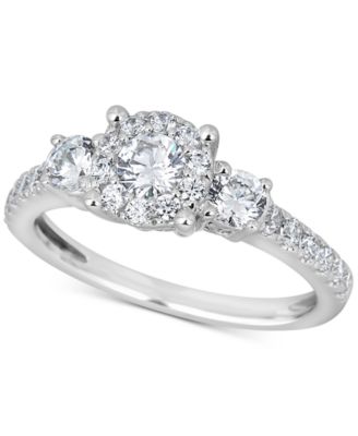 Macy's - Diamond Halo Engagement Ring (1 ct. t.w.) in 14k White Gold