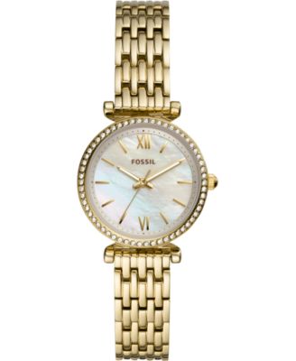 Fossil - Women's Carlie Mini Gold-Tone Stainless Steel Bracelet Watch 28mm
