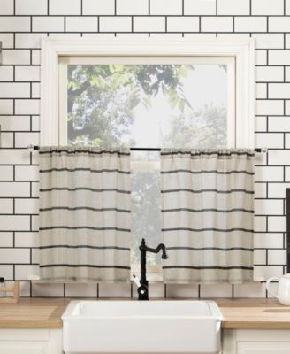 Clean Window - Twill Stripe 52" x 36" Anti-Dust Cafe Curtain Set
