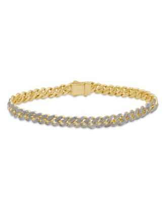 Macy's - Men's Diamond (3 ct. t.w.) Cuban Link Bracelet in 10K Yellow Gold
