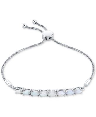 Macy's - Opal Linear Bolo Bracelet (1-5/8 ct. t.w.) in Sterling Silver