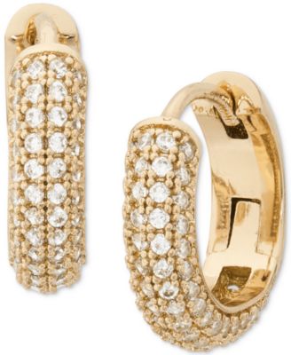 kate spade new york - Gold-Tone Small Pav&eacute; Huggie Hoop Earrings, 0.62"