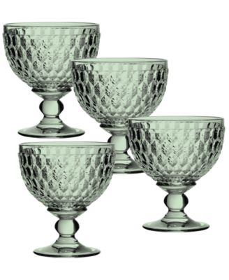 Villeroy & Boch - Boston Green Crystal Dessert Bowl/ Champagne Glass, Set of 4