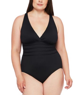 La Blanca - Plus Size Cross-Back One-Piece Swimsuit
