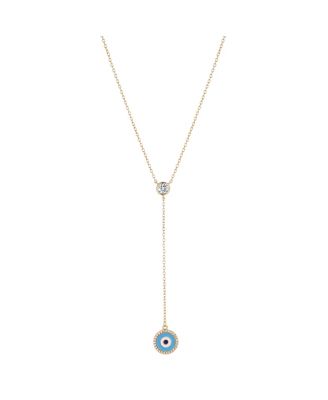 Unwritten - Gold Flash Plated Crystal Evil Eye Lariat Necklace