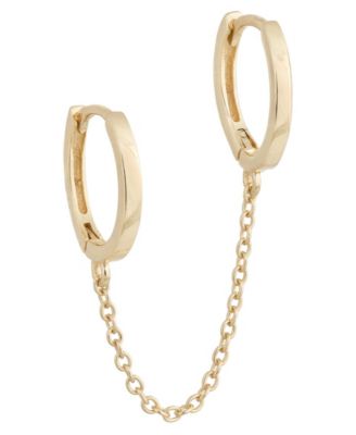 by Adina Eden - Solid Double Chain Huggie Earring