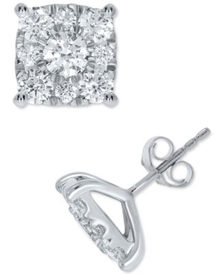 Macy's - Diamond Square Cluster Stud Earrings (2 ct. t.w.)