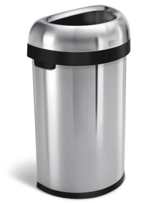 simplehuman - Brushed Stainless Steel 60 Liter Semi Round Open Trash Can
