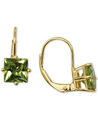 Macy's - Peridot Princess Leverback Drop Earrings (2-1/4 ct. t.w.) in 14k Gold Earrings