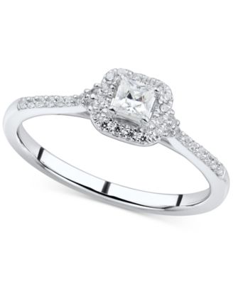 Macy's - Diamond Princess Halo Ring (1/3 ct. t.w.) in 14k White Gold