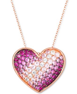 Le Vian - Strawberry Ombr&eacute;&reg; Pink Sapphire Heart 18" Pendant Necklace (1-7/8 ct. t.w.) in 14k Rose Gold