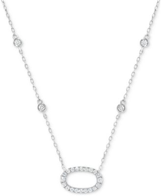 Macy's - Diamond Open Oval 18" Pendant Necklace (1/2 ct. t.w.) in 14k White Gold