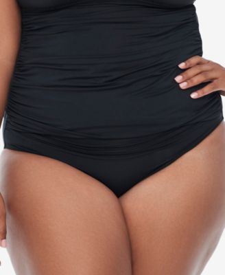 Lauren Ralph Lauren - Plus Size Shirred High-Waist Swim Bottoms
