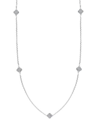 EFFY Collection - Diamond Clover 18" Statement Necklace (1/4 ct. t.w.) in Sterling Silver