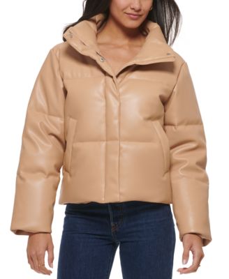 Levi's - Women's Cropped Faux-Leather Puffer Coat