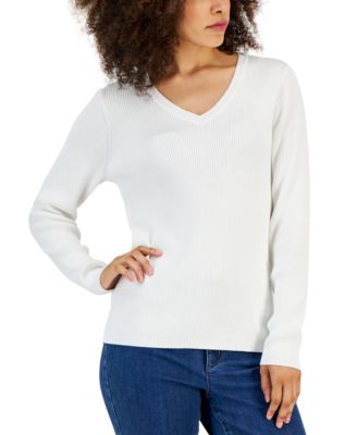 Karen Scott - Women's Solid V-Neck Sweater