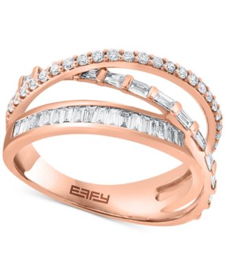 EFFY Collection - Diamond Baguette & Round Crossover Statement Ring (5/8 ct. t.w.) in 14k Rose Gold