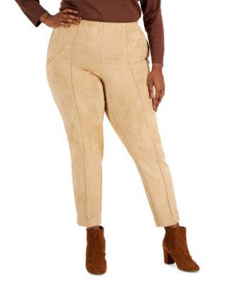Anne Klein - Plus Size Faux-Suede Ankle Pants