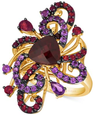 Le Vian - Pomegranate Garnet (4 ct. t.w.) & Grape Amethyst (5/8 ct. t.w.) Swirling Statement Ring in 14k Gold