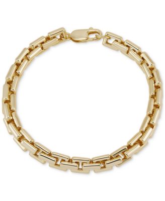 Macy's - Men's Square Link Bracelet in 18k Gold-Plated Sterling Silver