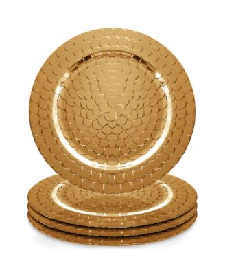 American Atelier - SNAKE GOLD S/4 CHARGER PLATES       13"D ROUND