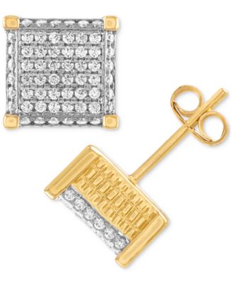 Esquire Men's Jewelry - Cubic Zirconia Square Cluster Stud Earrings, Created for Macy's