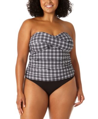 Anne Cole - Plus Size Twisted Tankini Top & High-Waist Bikini Bottoms