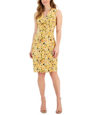 Kasper - Women's Printed Sleeveless V-Neck Wrap Dress