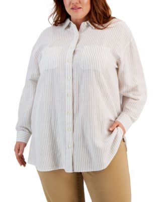 Style & Co - Plus Size Boyfriend Patch-Pocket Shirt