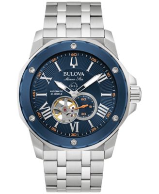 Bulova - Men's Automatic Marine Star Stainless Steel Bracelet Watch 45mm