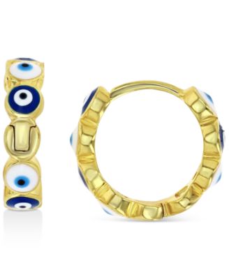 Macy's - Evil Eye Hoop Earrings in Sterling Silver or 14k Gold over Sterling Silver, .47"