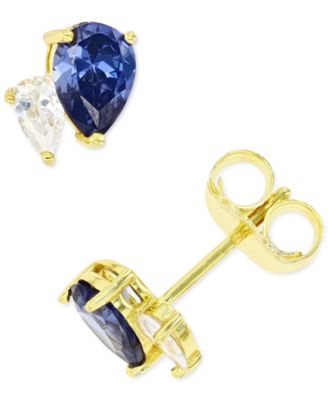 Macy's - Blue and White Cubic Zirconia Stud Earrings in Sterling Silver or 14k Gold over Sterling Silver