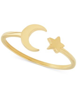 Macy's - Polished Crescent Moon & Star Cuff Ring in 10k Gold