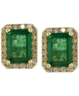 EFFY Collection - Emerald (1-9/10 ct. t.w.) and Diamond (1/4 ct. t.w.) Stud Earrings in 14k Gold