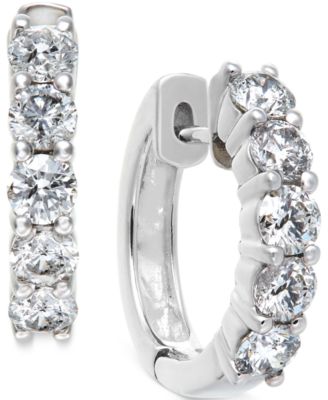 Macy's - Diamond Hoop Earrings in 14k White Gold (1-1/2 ct. t.w.)