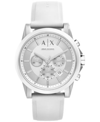A|X Armani Exchange - Unisex Chronograph White Silicone Strap Watch 44mm X1325