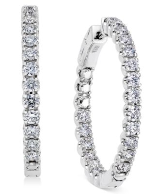 Macy's - Diamond In-and-Out Hoop Earrings (3 ct. t.w.) in 14k White Gold