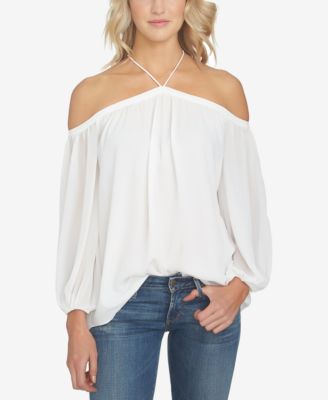 1.STATE - Off-The-Shoulder Chiffon Blouse
