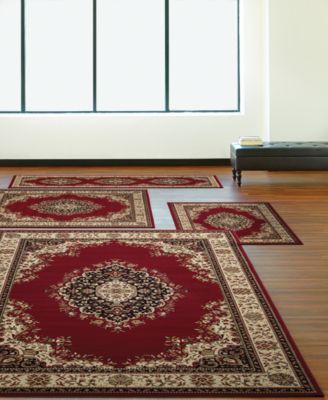 KM Home - Florence Kerman Red 4-Pc. Rug Set