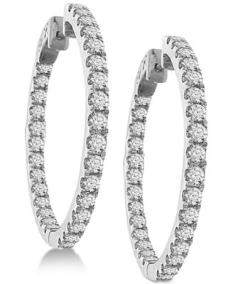 Macy's - Diamond In and Out Hoop Earrings (3 ct. t.w.)