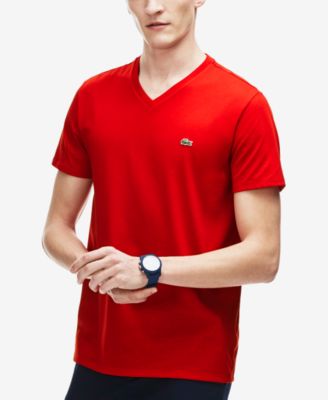 Lacoste - Men's  Classic V-Neck Soft Pima Cotton Tee Shirt