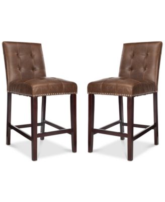 Safavieh - Ora Faux Leather Counter Stool (Set Of 2), Quick Ship