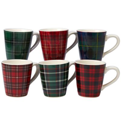Certified International - Christmas Plaid 6-Pc. Mug asst.