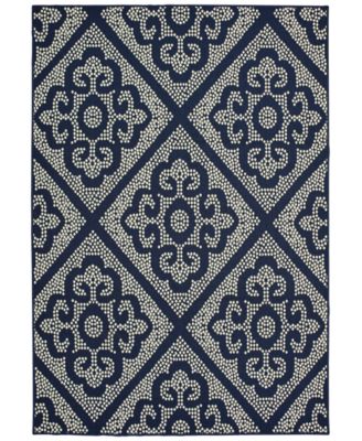Oriental Weavers - Marina 3804B Navy/Ivory 3'7" x 5'6" Indoor/Outdoor Area Rug