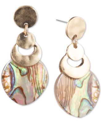 lonna & lilly - Gold-Tone Abalone-Look Drop Earrings